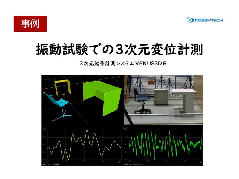 振動試験での3次元変位計測